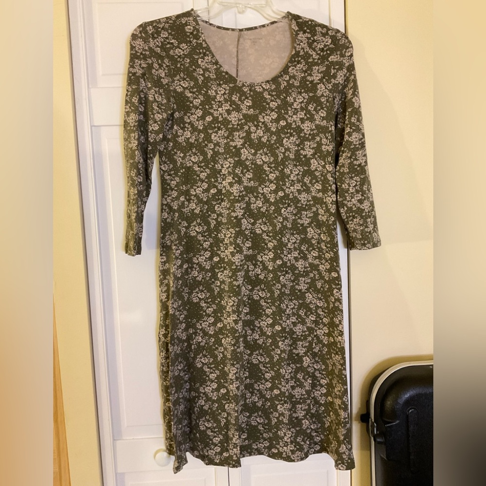 Garnet Hill Floral Green Dress